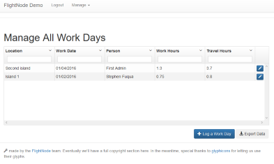 screenshot: list workdays
