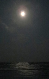 photo of the moon over water