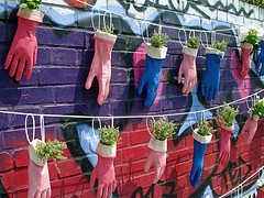 gloves turned into planters